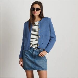 NEW Alex Mill Paris Sweater Jacket in Harbour Blue - Size XL